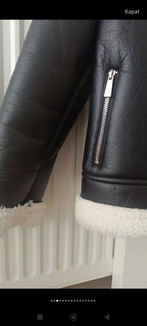 Kadın Siyah Deri Kürk Detaylı Biker Mont - Görsel 4