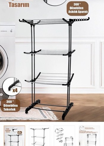 Gri Katlanabilir Kurutmalık Askı - Görsel 4
