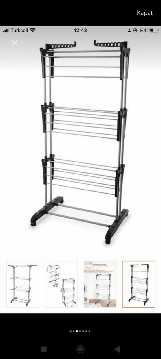 Gri Katlanabilir Kurutmalık Askı - Görsel 3