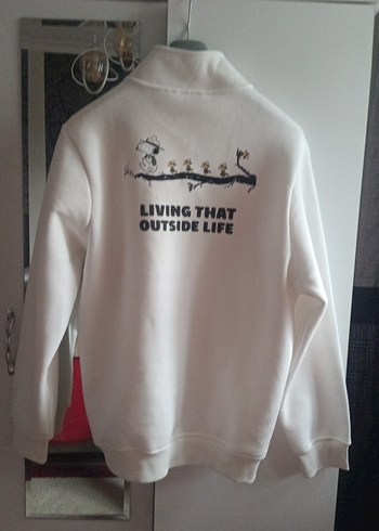 Kadın Beyaz Yarım Fermuarlı Sweatshirt - Görsel 9