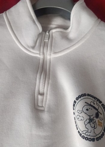 Kadın Beyaz Yarım Fermuarlı Sweatshirt - Görsel 10