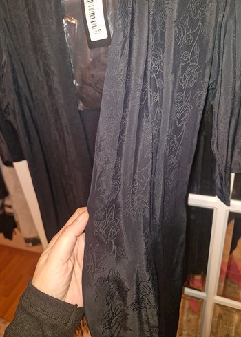 Uzun Siyah Bohem Kadın Kimono - Görsel 5