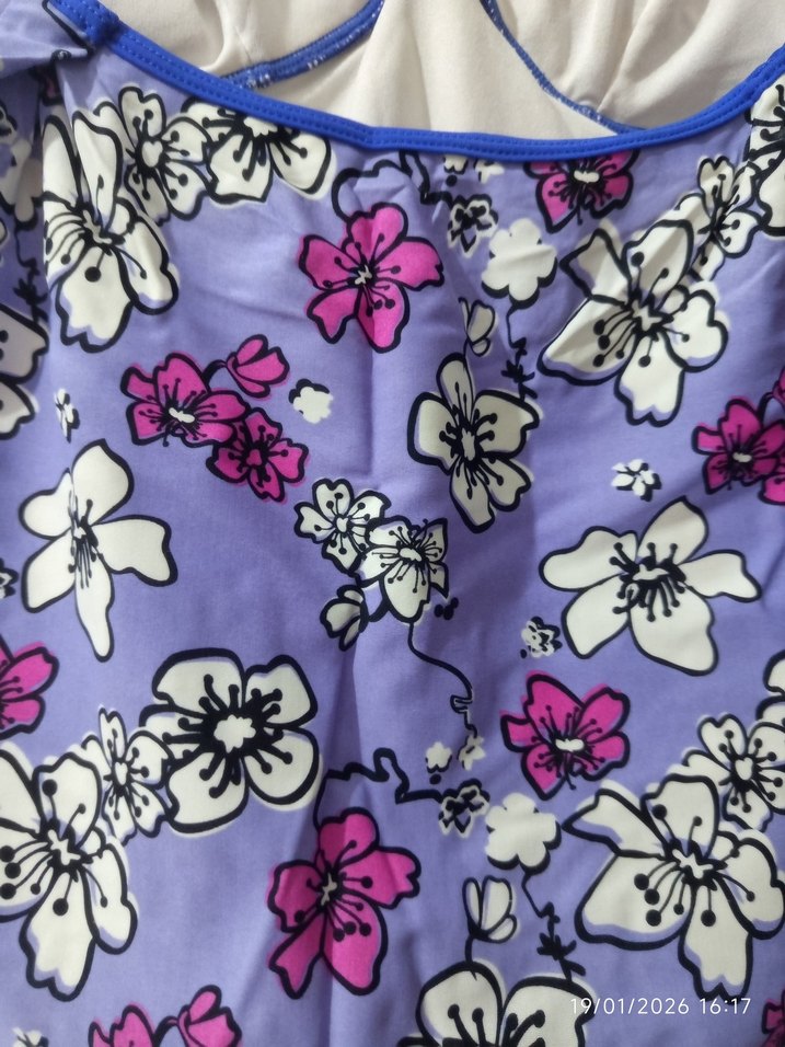 Mor Çiçek Desenli Mini Dantelli Kadın Mayo - Görsel 4