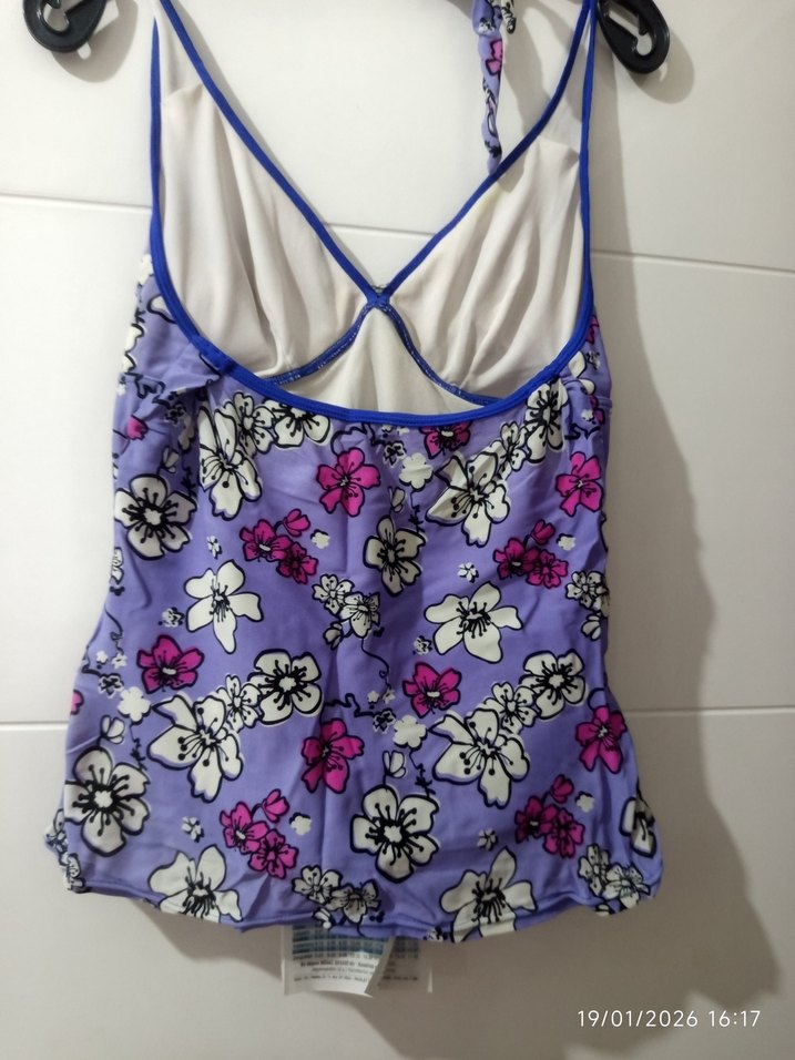 Mor Çiçek Desenli Mini Dantelli Kadın Mayo - Görsel 3