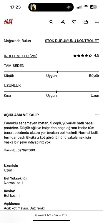 m Beden mavi Renk HM pantolon