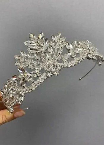 Beyaz Payetli Düğün Tacı