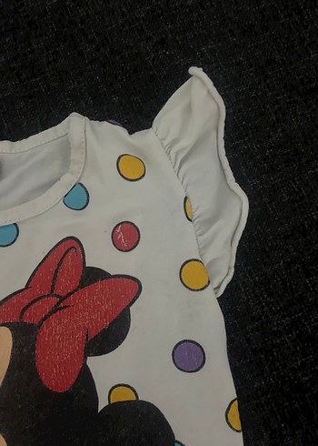 Kız Çocuk Minnie Mouse Baskılı Kısa Kollu Tişört - Görsel 4