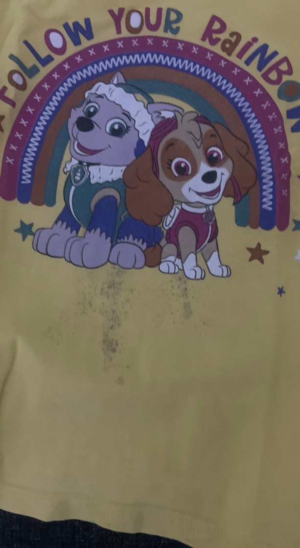 Kız Çocuk Sarı Fırfırlı Baskılı Tişört - Görsel 2