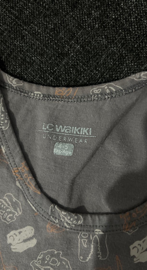 Kız Çocuk Gri Bağlama Desenli Kolsuz Tişört - Görsel 2