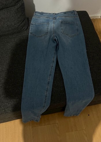 Kadın Düğmeli Mavi Midi Kot Pantolon - Görsel 4