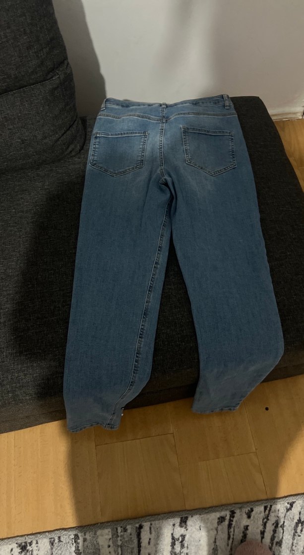 Kadın Düğmeli Mavi Midi Kot Pantolon - Görsel 4