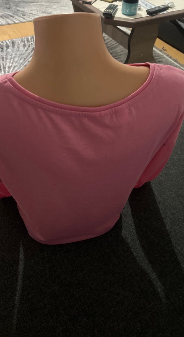 Pullu Gri Yıldız Baskılı Pembe Hamile Tişörtü - Görsel 5