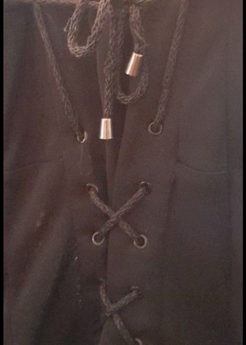 Siyah Süet V Yaka Kadın Tulum - Görsel 3