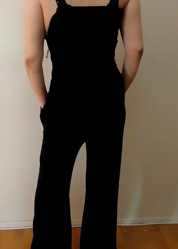 Siyah Süet V Yaka Kadın Tulum - Görsel 2