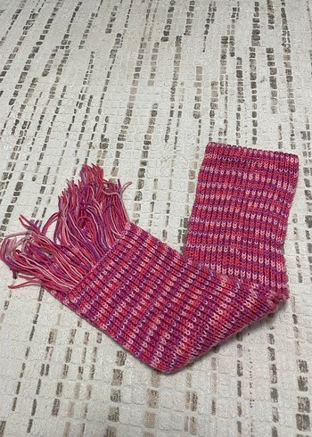 Renkli Pembe Örgü Kadın ve Çocuk Atkı