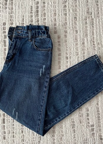 29 Beden mavi Renk Kadın Mavi Beli Yüksek Bol Kesim Jean