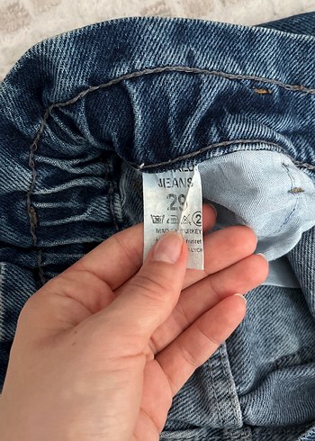 29 Beden Kadın Mavi Beli Yüksek Bol Kesim Jean
