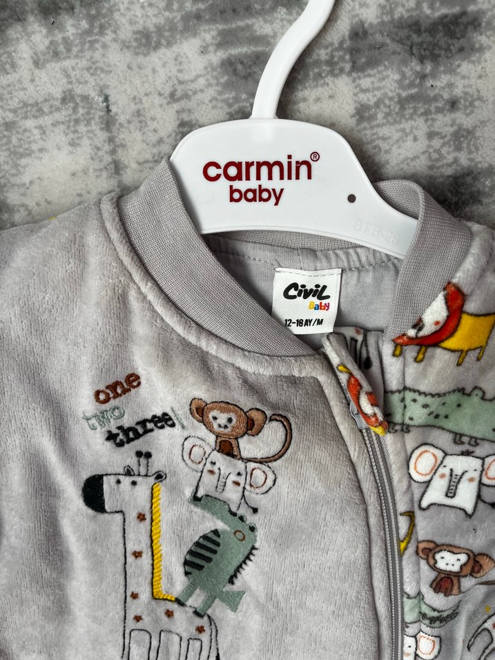 Gri Fermuarlı Bebek Erkek Tulum - Görsel 2