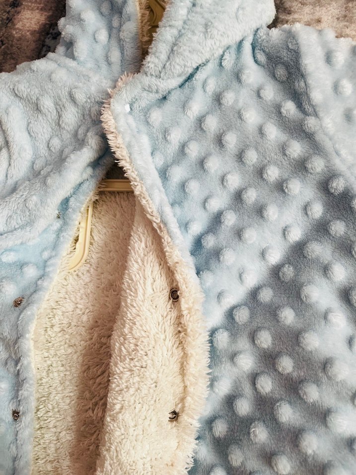 Mavi Peluş Erkek Bebek Tulumu - Görsel 2