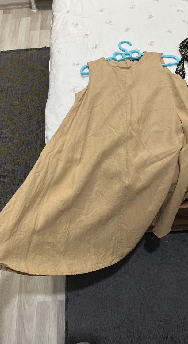 Bej Kolsuz Midi a kesim  Elbise - Görsel 2