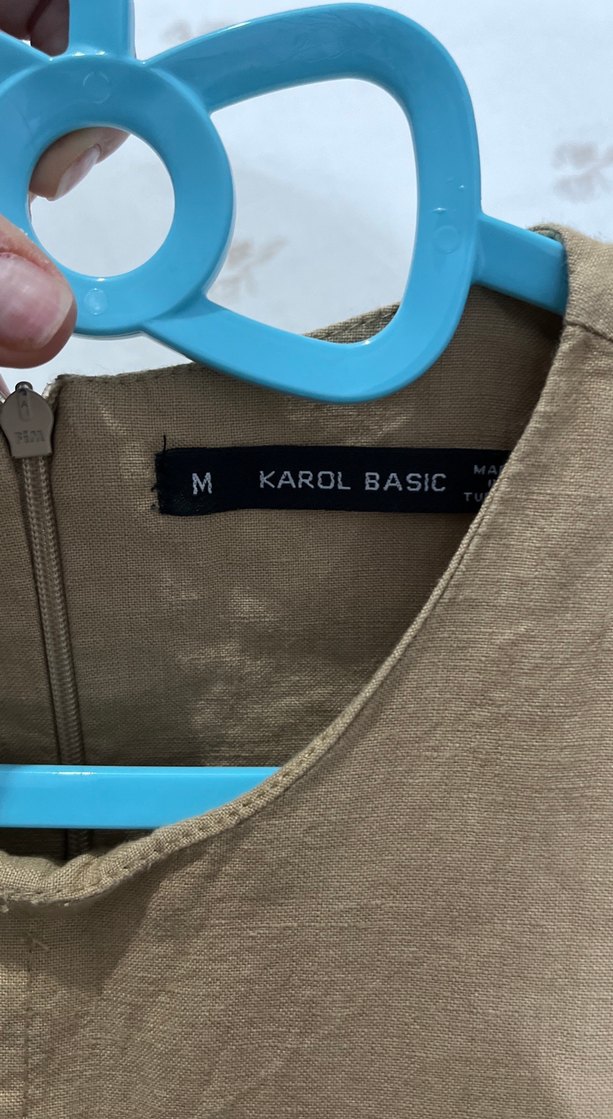 Bej Kolsuz Midi a kesim  Elbise - Görsel 3