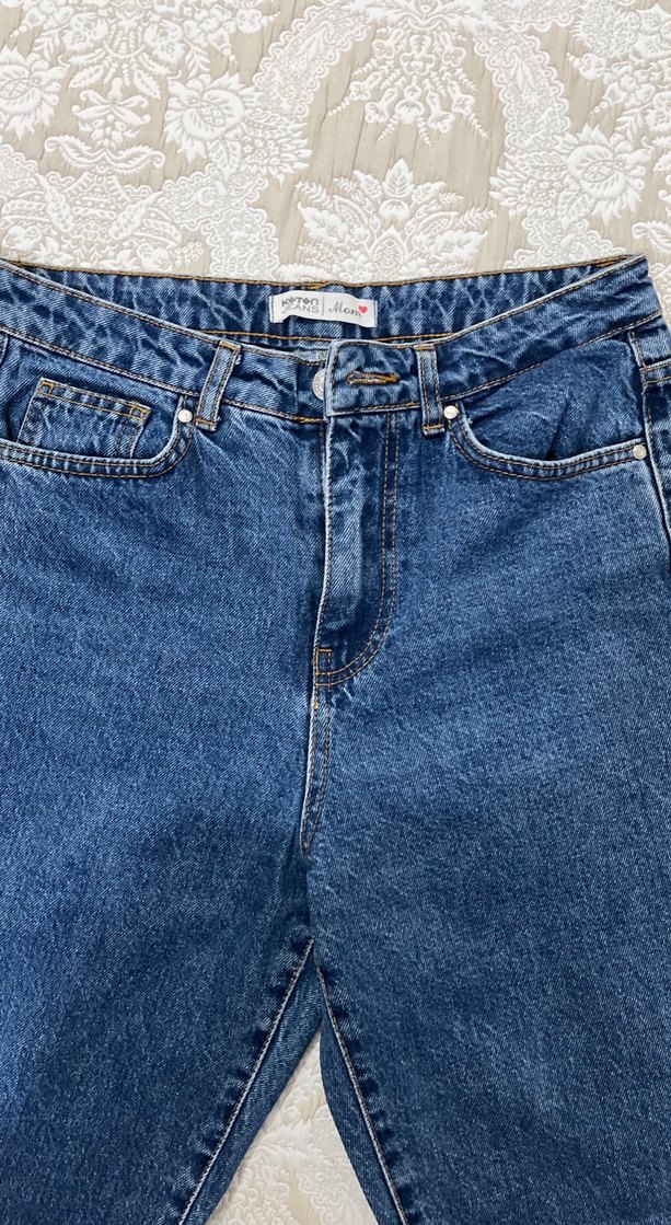 Lace Detaylı Mavi Kadın Denim Pantolon - Görsel 2