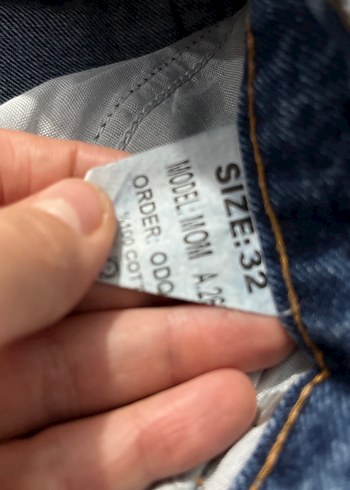 Bağcıklı Geniş Kesim Mavi Kadın Kot Pantolon - Görsel 3