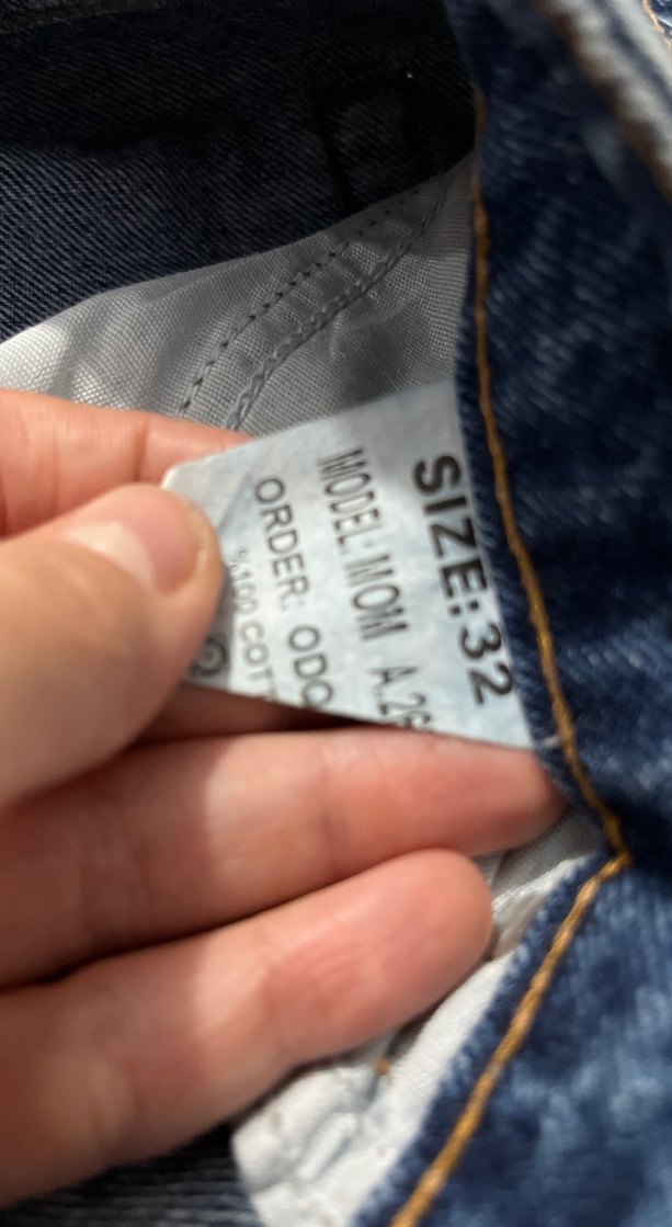 Bağcıklı Geniş Kesim Mavi Kadın Kot Pantolon - Görsel 3