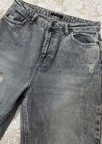Gri çırtık Detaylı Kadın Denim Pantolon - Görsel 2