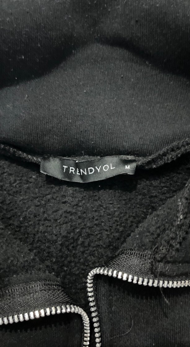 Siyah Yüksek Yaka Fermuarlı Kadın Sweatshirt - Görsel 2