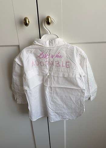 Kız Çocuk Beyaz Nakışlı Pamuk Gömlek - Görsel 2