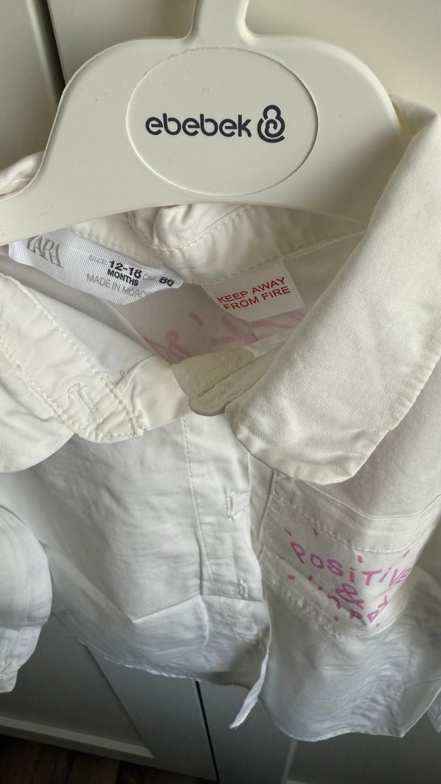 Kız Çocuk Beyaz Nakışlı Pamuk Gömlek - Görsel 3