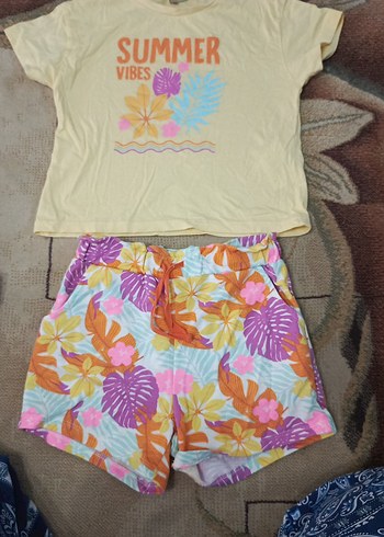 Bohem Renkli Desenli Kız Şortu takı m - Görsel 2