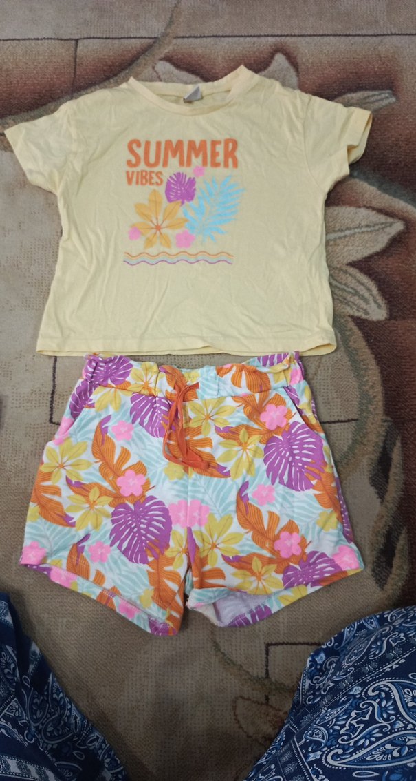 Bohem Renkli Desenli Kız Şortu takı m - Görsel 2