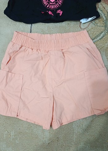 Rahat Kesim Pastel Pembe Kız Şortu takım - Görsel 2