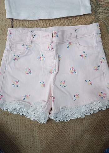 Dantel Detaylı Nakışlı Pembe Kız Şortu takım fiyatı - Görsel 2