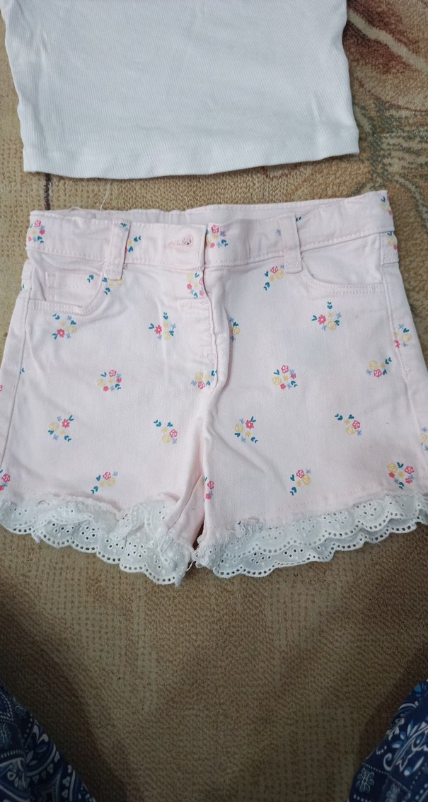 Dantel Detaylı Nakışlı Pembe Kız Şortu takım fiyatı - Görsel 2