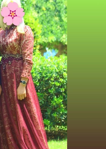 Bordo Dantel İşlemeli Uzun Kollu Abiye - Görsel 3