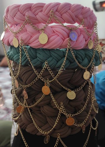 Örgü Pembe kız çocuk yöresel kofi bandana - Görsel 2