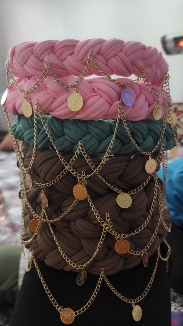 Örgü Pembe kız çocuk yöresel kofi bandana - Görsel 2