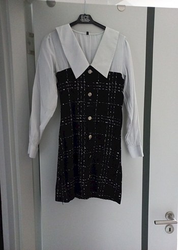 Zara Düğmeli, Midi, Uzun Kollu, Kareli Kadın Elbise