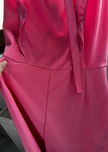 Kırmızı Fırfırlı Straplez Kadın Tulum - Görsel 2