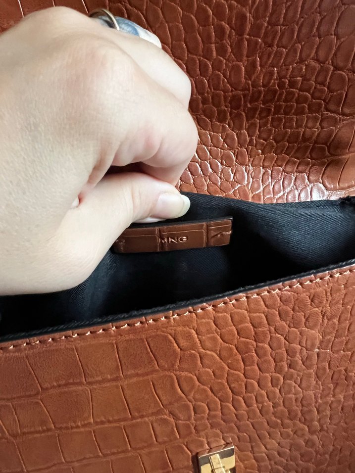 Kahverengi Deri Yılan Desenli Kadın Çanta - Görsel 2