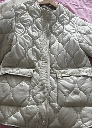 Düğmeli Beyaz Midi Kadın Ceket - Görsel 2