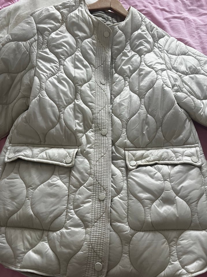 Düğmeli Beyaz Midi Kadın Ceket - Görsel 2