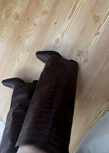 Kahverengi Deri Yılan Desenli Dizüstü Bot - Görsel 7