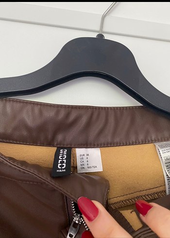 Kadın Kahverengi Deri Salaş Pantolon - Görsel 4