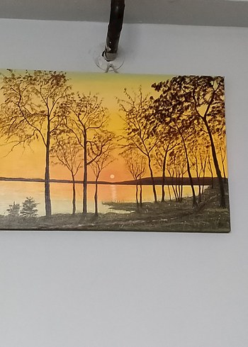 Sarı Günbatımı Manzaralı Tablo - Görsel 3