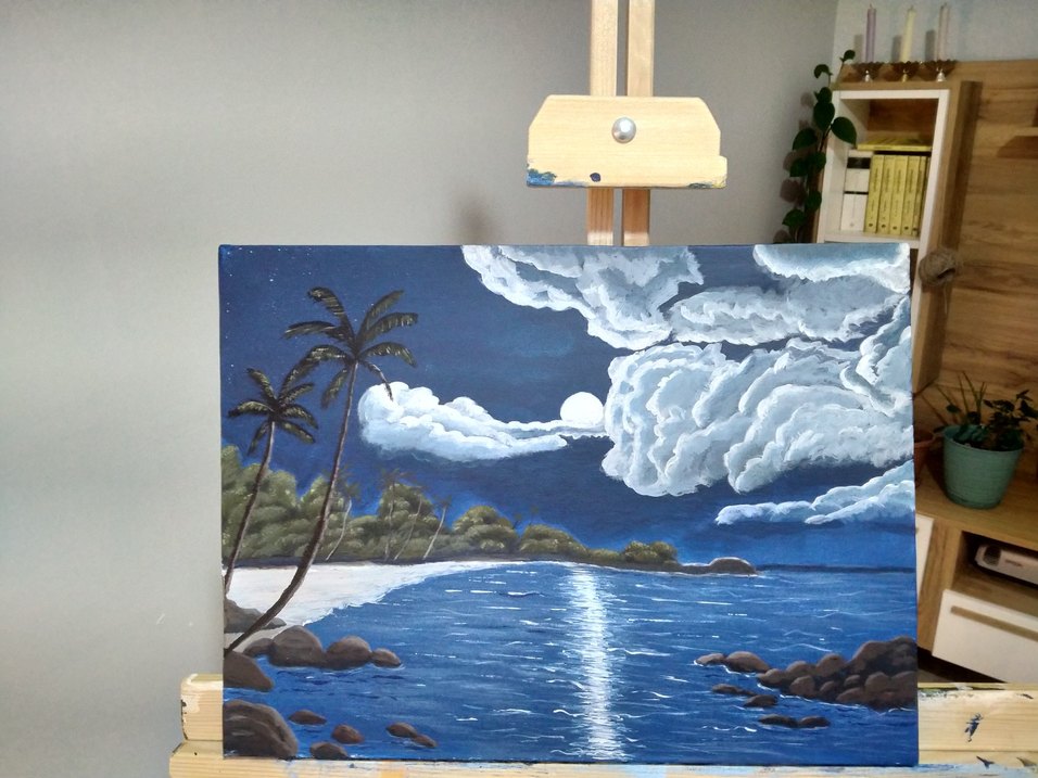 Gece Deniz Manzaralı Tablo - Görsel 2