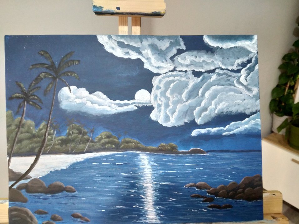 Gece Deniz Manzaralı Tablo - Görsel 3